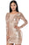 Sexy Rose Nude Open Back Long Sleeve Sequin Dress