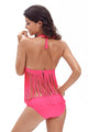 Sexy Rosy 2pcs Fringe Halter Bikini Swimsuit