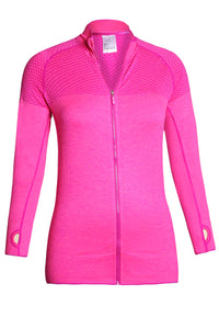 Sexy Rosy Atheletic Running Yoga Jacket with Mesh Accent