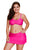 Sexy Rosy Bandeau Bikini 2pcs Skirtini Swimsuit