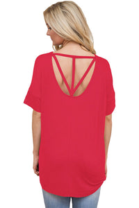 Sexy Rosy Chic Relaxing Fit Pocket Front Hollow-out Blouse