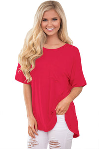 Sexy Rosy Chic Relaxing Fit Pocket Front Hollow-out Blouse
