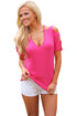 Sexy Rosy Cold Shoulder Ruched Sides T-shirt