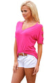 Sexy Rosy Cold Shoulder Ruched Sides T-shirt