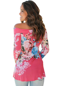 Sexy Rosy Floral Off Shoulder Crisscross Top