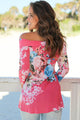 Sexy Rosy Floral Off Shoulder Crisscross Top