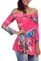 Sexy Rosy Floral Off Shoulder Crisscross Top