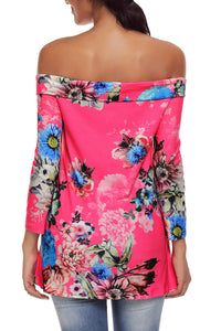 Sexy Rosy Floral Off Shoulder Crisscross Top