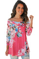 Sexy Rosy Floral Off Shoulder Crisscross Top