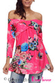 Sexy Rosy Floral Off Shoulder Crisscross Top