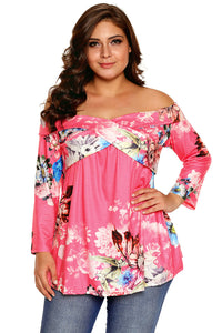 Sexy Rosy Floral Off Shoulder Crisscross Top