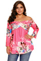 Sexy Rosy Floral Off Shoulder Crisscross Top