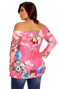 Sexy Rosy Floral Off Shoulder Crisscross Top