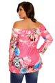 Sexy Rosy Floral Off Shoulder Crisscross Top