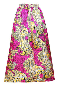 Sexy Rosy Gold Printed High Split Maxi Skirt