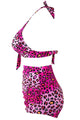Sexy Rosy Leopard Print Retro High Waist 2 Pieces Swimsuit
