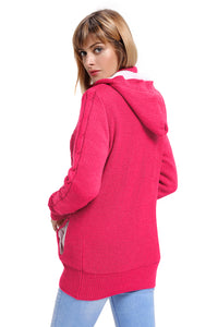 Sexy Rosy Long Sleeve Button-up Hooded Cardigans