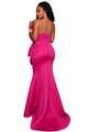 Sexy Rosy Oversized Bow Applique Evening Party Gown