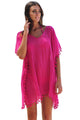 Sexy Rosy Pom Pom Tassel Hem Gauze Cover up