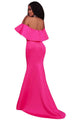 Sexy Rosy Ruffle Off Shoulder Ponti Maxi Party Dress