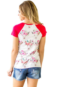 Sexy Rosy Short Sleeve Pocket Floral Shirt