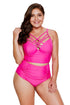 Sexy Rosy Strappy Neck Detail High Waist Swimsuit