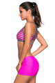 Sexy Rosy Stripe Patten Sport Bra Swim Trunk 2pcs Swimsuit