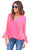 Sexy Rosy Womens V Neck Ruched Tie Sleeve Top