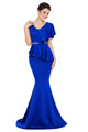 Sexy Royal Blue Asymmetric Ruffle Peplum Mermaid Party Dress