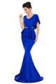 Sexy Royal Blue Asymmetric Ruffle Peplum Mermaid Party Dress