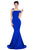 Sexy Royal Blue Asymmetric Shoulder Design Mermaid Gown