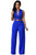 Sexy Royal Blue Belted Wide Leg Jumpsuit
