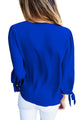 Sexy Royal Blue Bow-tie Sleeved Blouse with Necktie