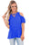 Sexy Royal Blue Crisscross Front Cold Shoulder Ruffle Sleeve Top
