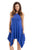 Sexy Royal Blue Draped Asymmetric Hemline Sleeveless Jersey Dress