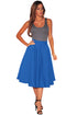 Sexy Royal Blue Flared A-Line Midi Skirt