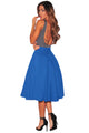 Sexy Royal Blue Flared A-Line Midi Skirt