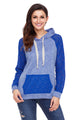 Sexy Royal Blue Lace Accent Kangaroo Pocket Hoodie