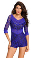 Sexy Royal Blue Lace Overlay Off-shoulder Romper