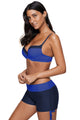 Sexy Royal Blue Navy Bicolor Patchwork Underwired Bikini Swimsuit