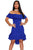 Sexy Royal Blue Off Shoulder Hi-Lo Hem Ruffle Party Dress