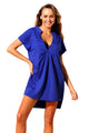 Sexy Royal Blue Oversize Shirt Style Beach Cover Up