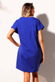 Sexy Royal Blue Oversize Shirt Style Beach Cover Up