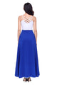 Sexy Royal Blue Piped Button Embellished High Waist Maxi Skirt