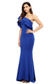 Sexy Royal Blue Ruffle One Shoulder Elegant Mermaid Dress