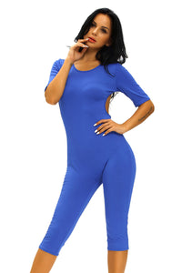 Sexy Royal Blue Tie Back Cropped Jumpsuit