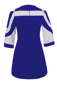 Sexy Royal Blue White Colorblock Dress