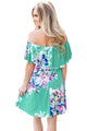 Sexy Ruffle Off Shoulder Mint Floral Mini Dress