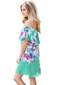 Sexy Ruffle Off Shoulder Mint Floral Mini Dress