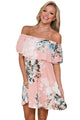 Sexy Ruffle Off Shoulder Peachy Floral Mini Dress